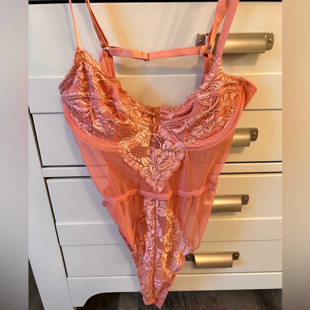 Pink lace bodysuit